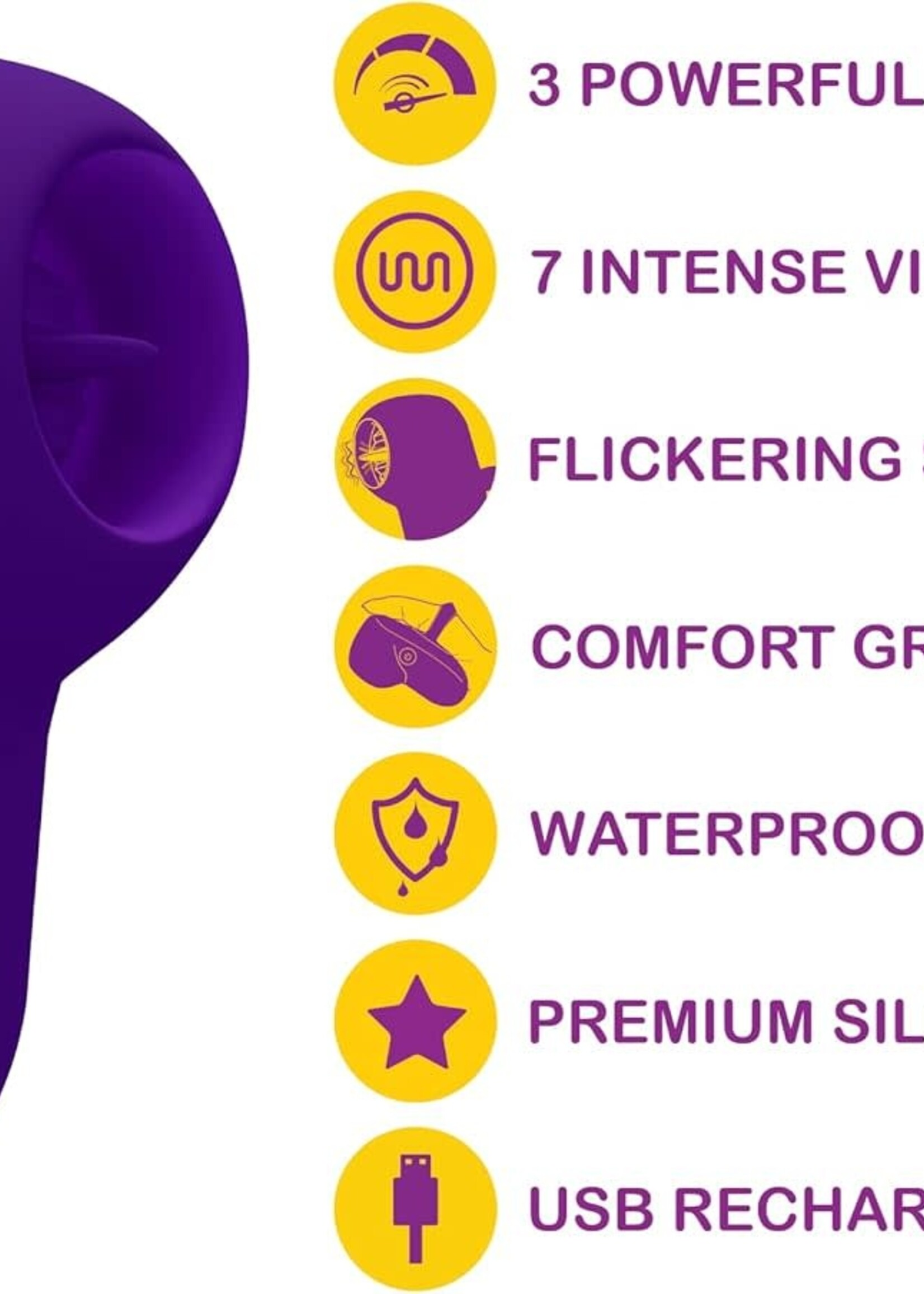 Viben Kenley - Violet - Intense Flickering Finger Vibe With Comfort Grip Ring
