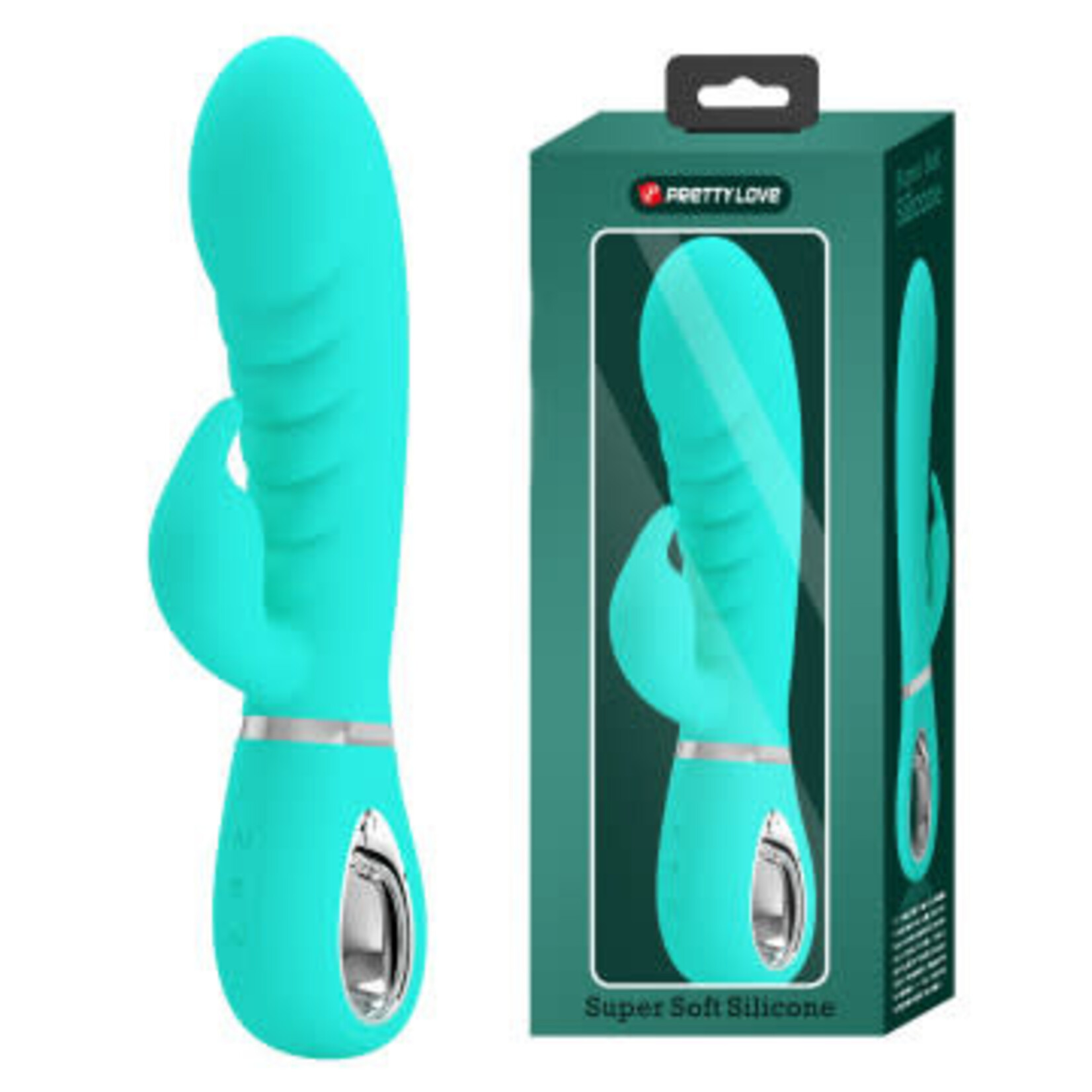 Pretty Love Prescott Super Soft Rabbit Silicone Vibrator - Vibrator -Teal
