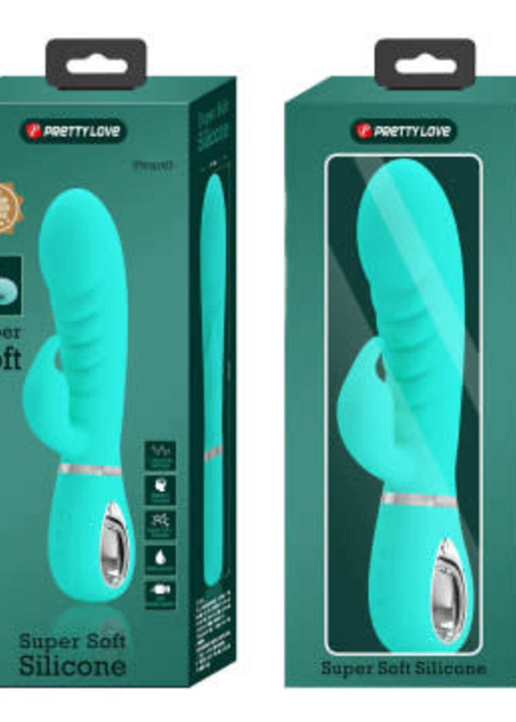 Pretty Love Prescott Super Soft Rabbit Silicone Vibrator - Vibrator -Teal