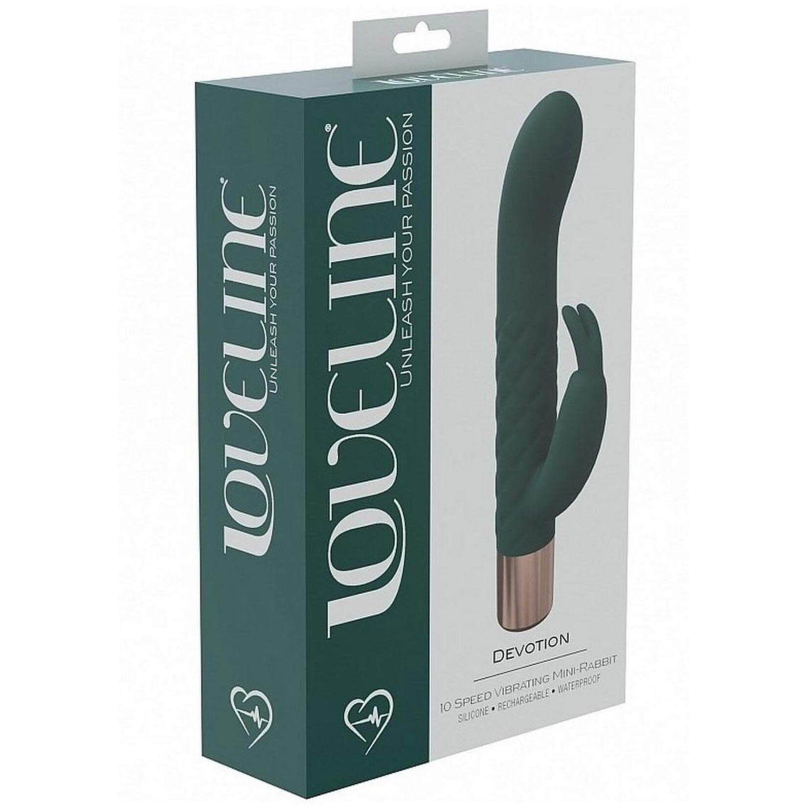 Shots Loveline LoveLine Devotion Silicone Rechargeable 10 Speed Mini Rabbit - Forest Green