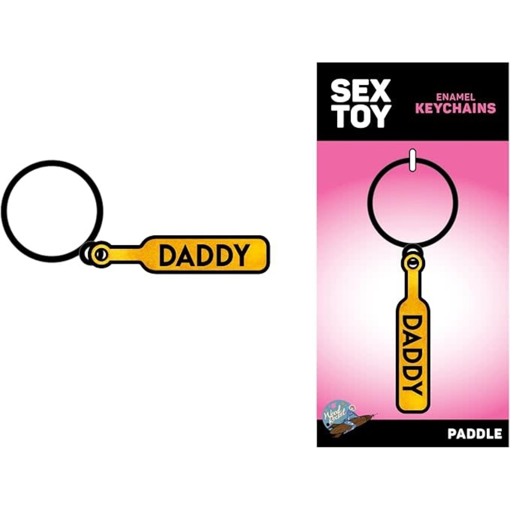 Wood Rocket Paddle Daddy Keychain - Yellow/Black