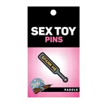 Wood Rocket Paddle Spank Me Enamel Pin - Yellow/Grey