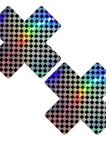 Neva Nude Neva Nude Holographic X Factor Pasties - Rainbow/Bla
