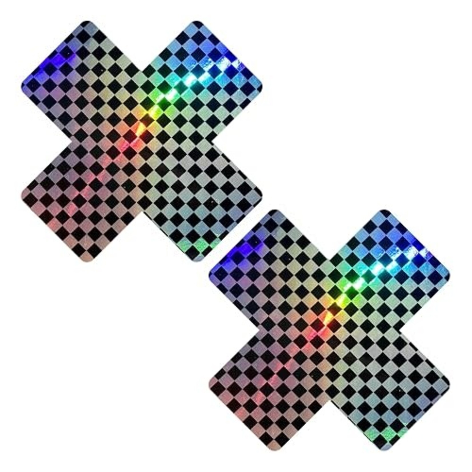 Neva Nude Neva Nude Holographic X Factor Pasties - Rainbow/Bla