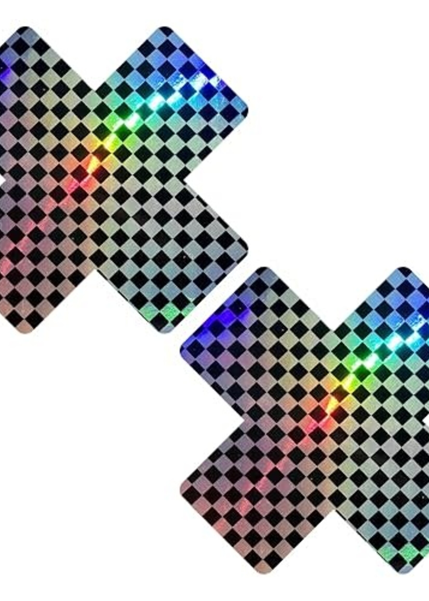 Neva Nude Neva Nude Holographic X Factor Pasties - Rainbow/Bla