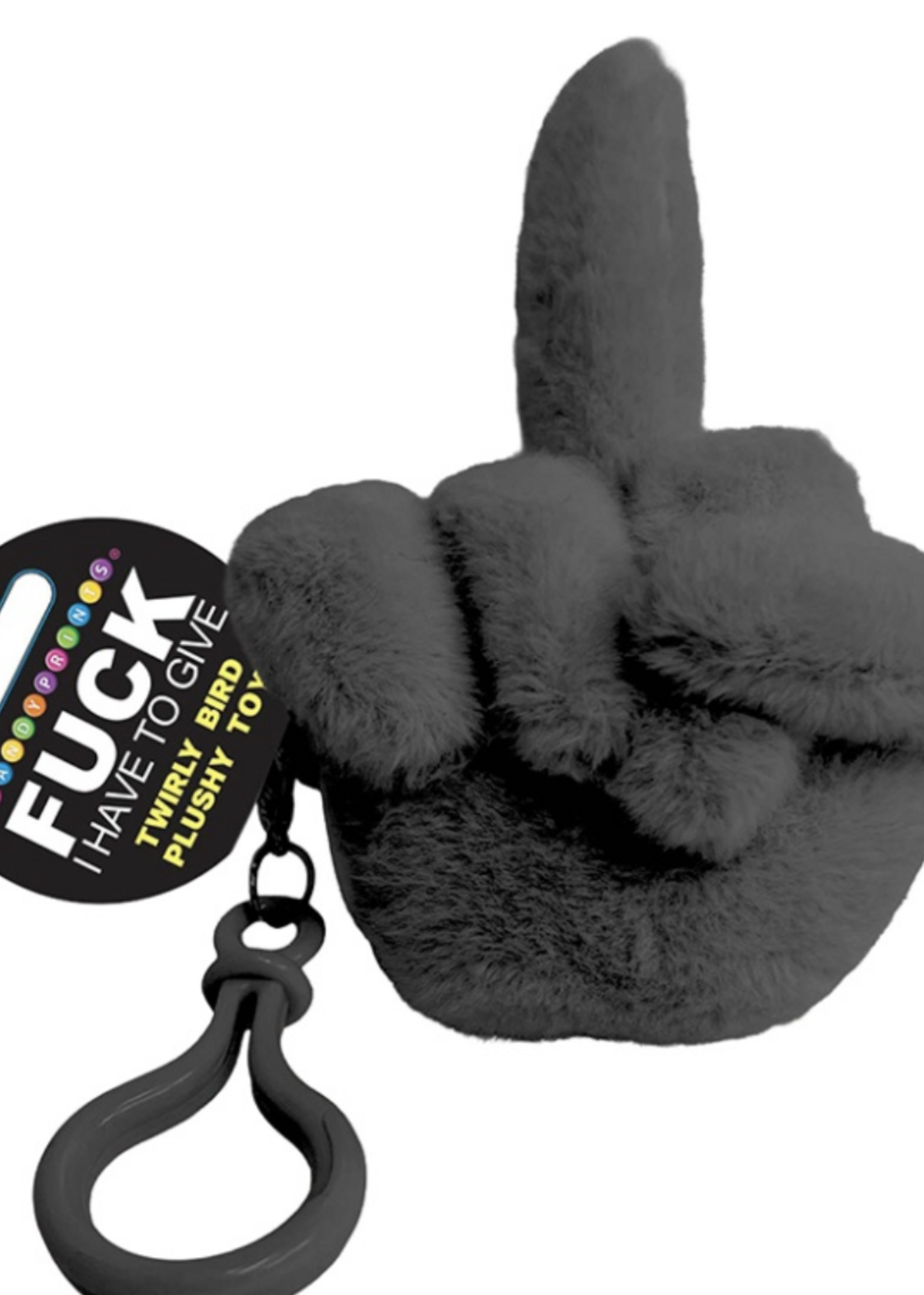 Little Genie Fucks to Give Twirly Bird Plushy Keychain Charm - Black