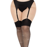 Leg Avenue Leg Avenue Wide Top Rhinestone Spandex Sheer Stockings - 1X/2X - Black