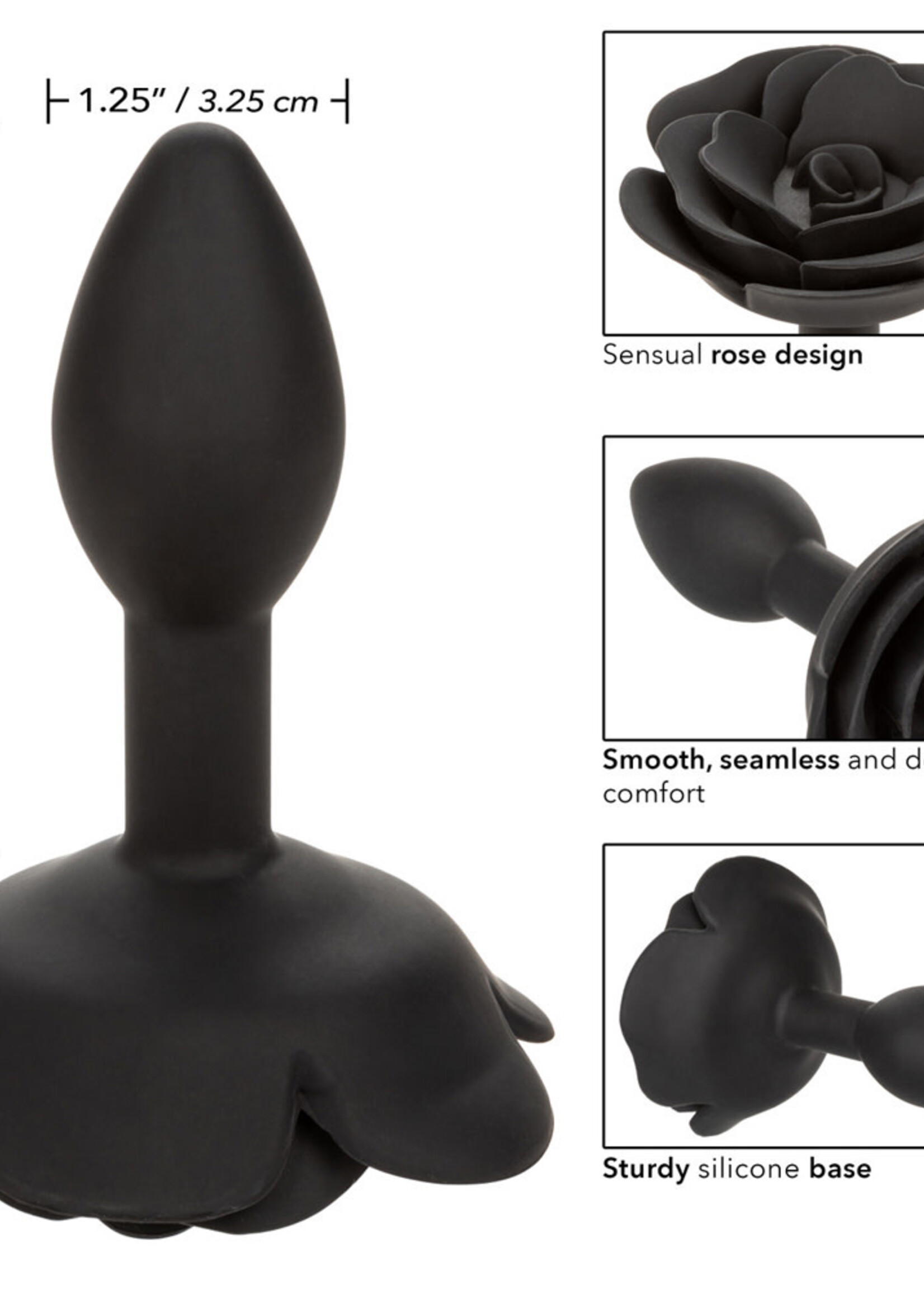 Calexotics Forbidden Rose Silicone Anal Plug - Small - Black