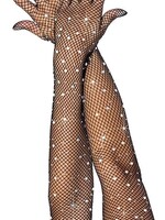 Leg Avenue Leg Avenue Rhinestone Fishnet Opera Length Gloves - OS - Black