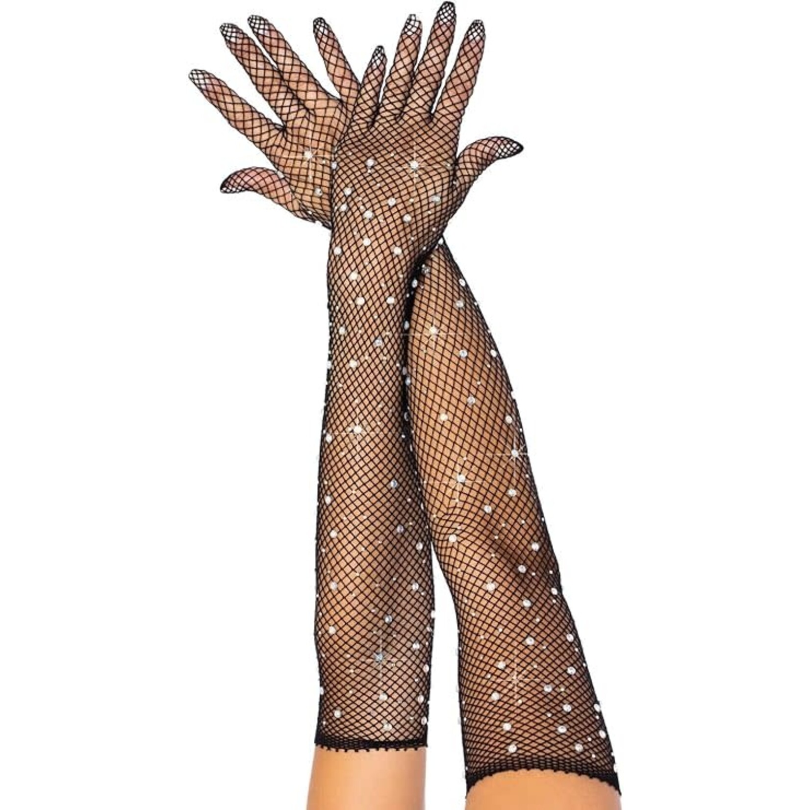 Leg Avenue Leg Avenue Rhinestone Fishnet Opera Length Gloves - OS - Black