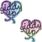 Neva Nude Neva Nude Giddy Up Heart Reflective Pasties - Rainbow O/S