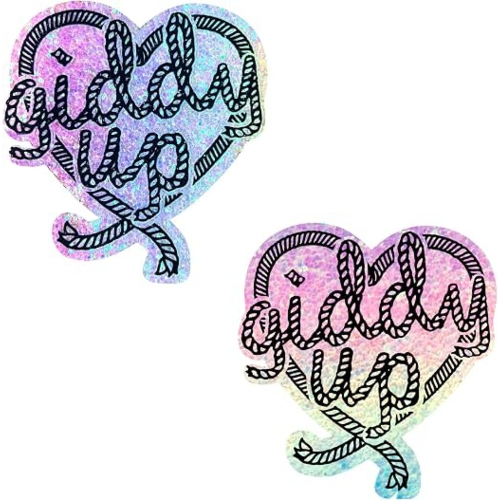 Neva Nude Neva Nude Giddy Up Heart Reflective Pasties - Rainbow O/S