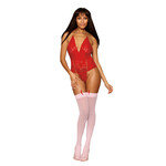 Dreamgirl Garter Teddy - One Size - Ruby