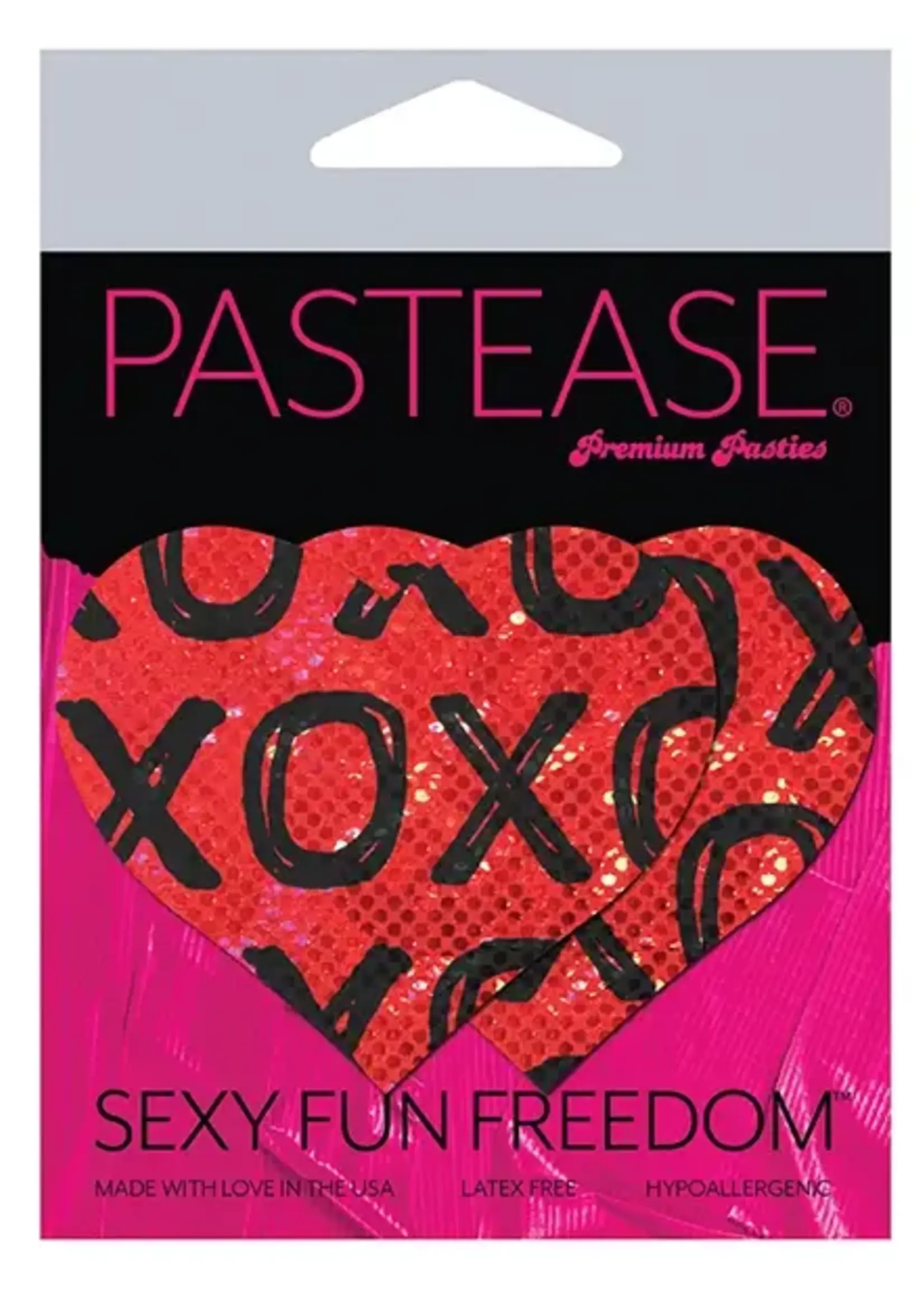 Pastease Pastease Glitter XOXO Heart - Red/Black O/S