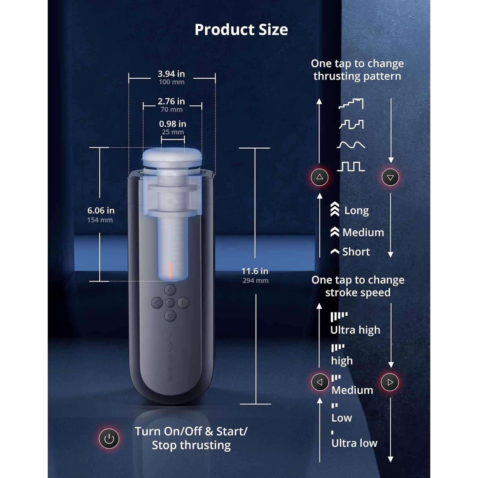 LOVENSE Lovense Solace Rechargeable Thrusting Pussy Masturbator - Black