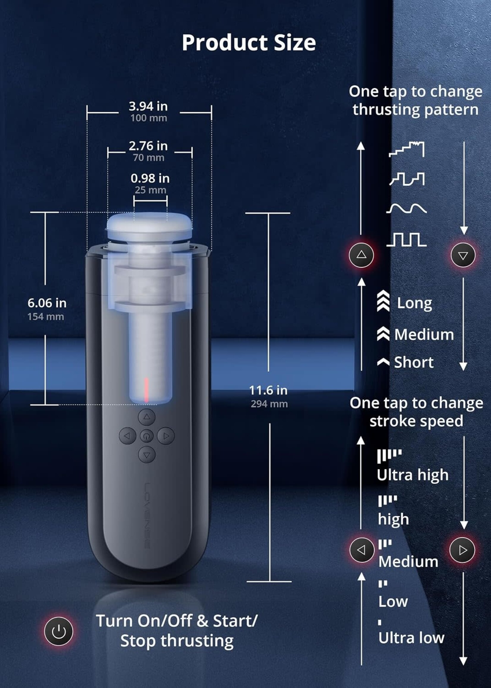 LOVENSE Lovense Solace Rechargeable Thrusting Pussy Masturbator - Black