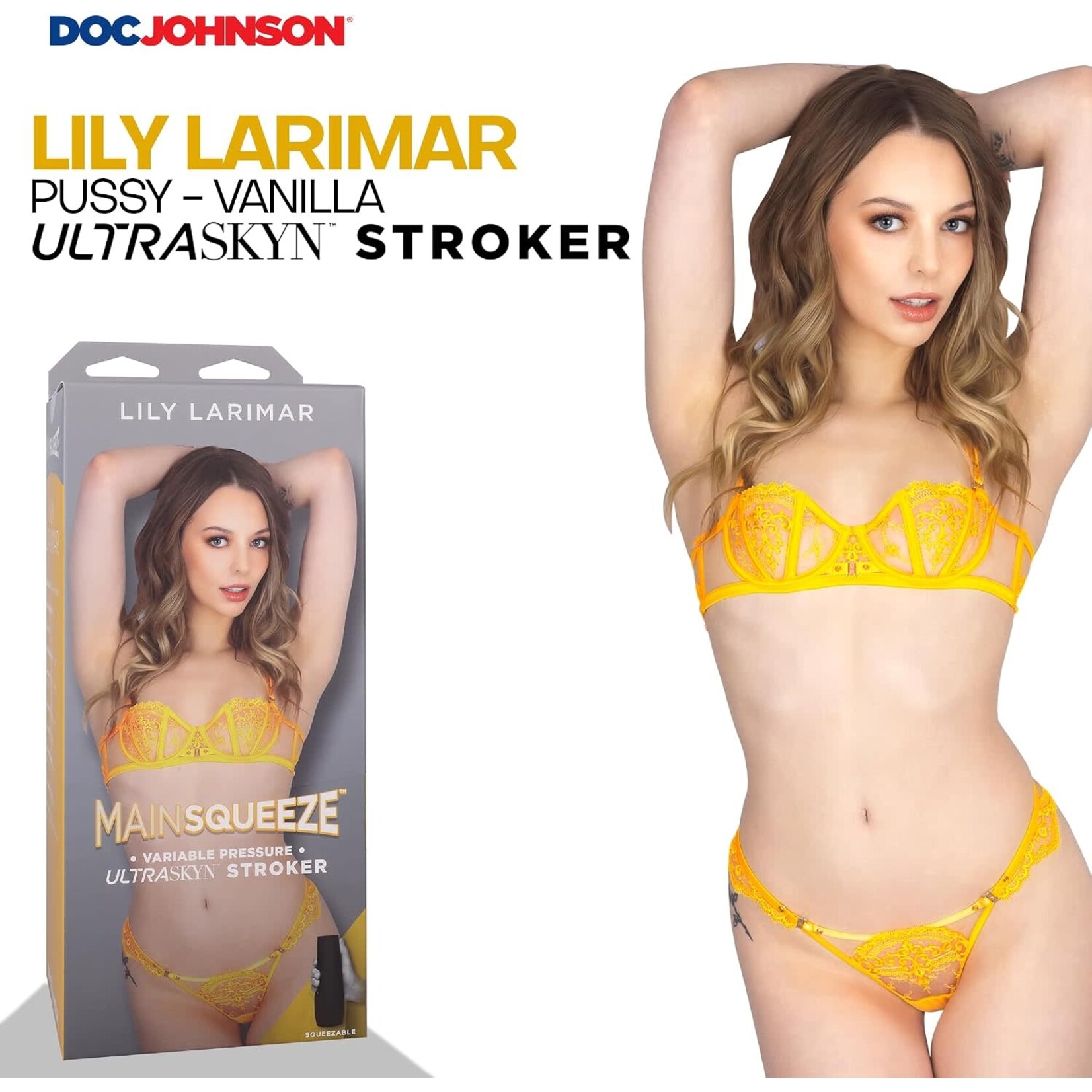 Doc Johnson Main Squeeze Lily Larimar Ultraskyn Masturbator - Pussy - Vanilla