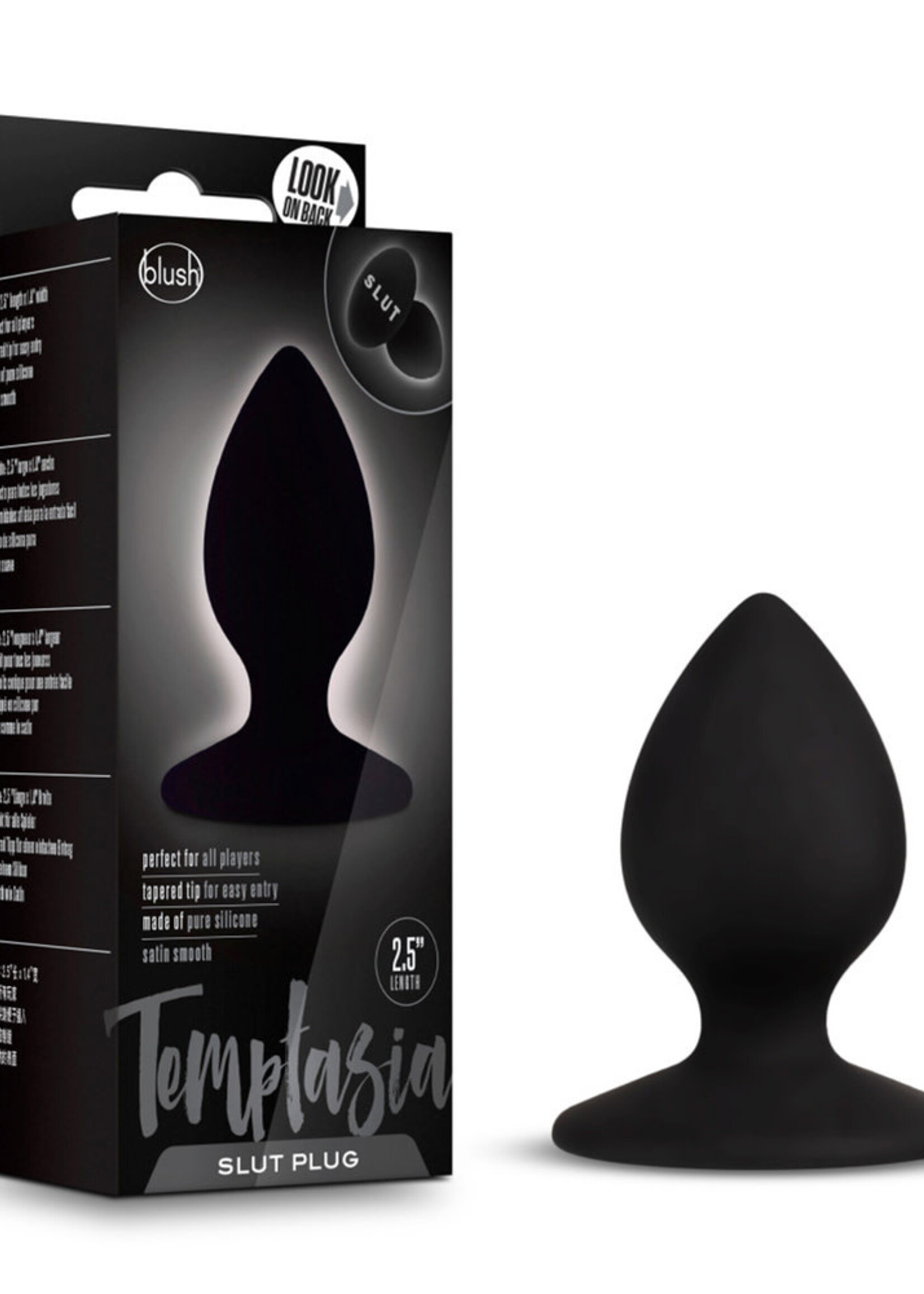 Blush Novelties Temptasia Slut Silicone Butt Plug - Black