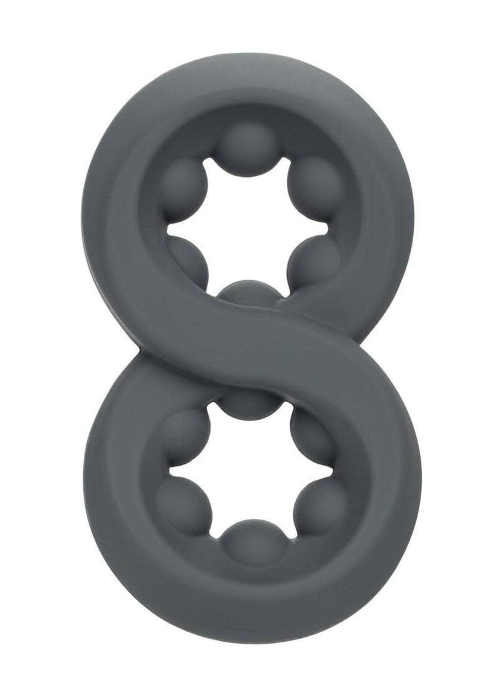 Calexotics Alpha Liquid Silicone Beaded Crazy 8 Cock Ring - Gray