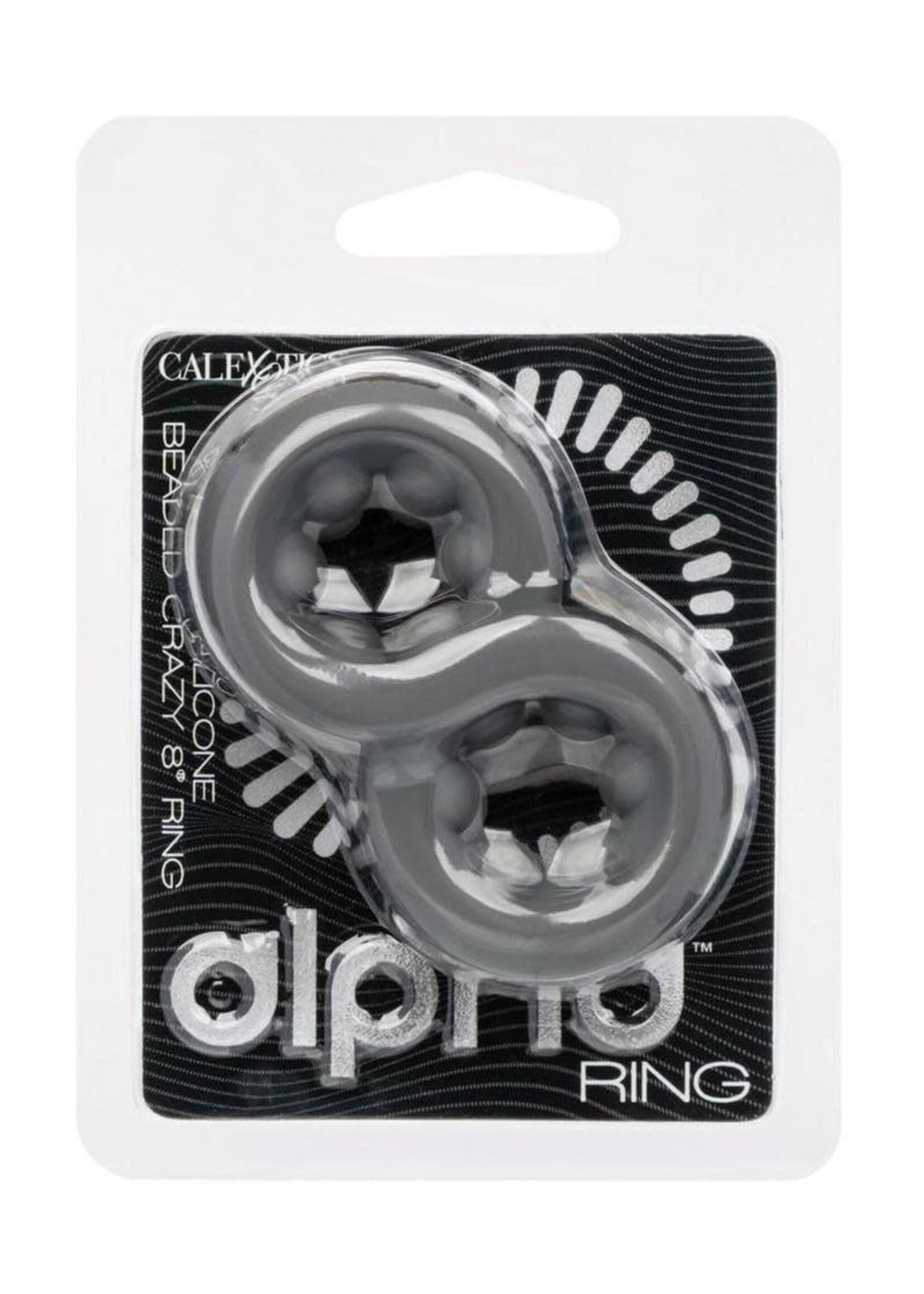 Calexotics Alpha Liquid Silicone Beaded Crazy 8 Cock Ring - Gray