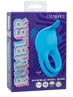 Calexotics Rumbler Rumble Rechargeable Silicone Dual Cock Ring - Blue