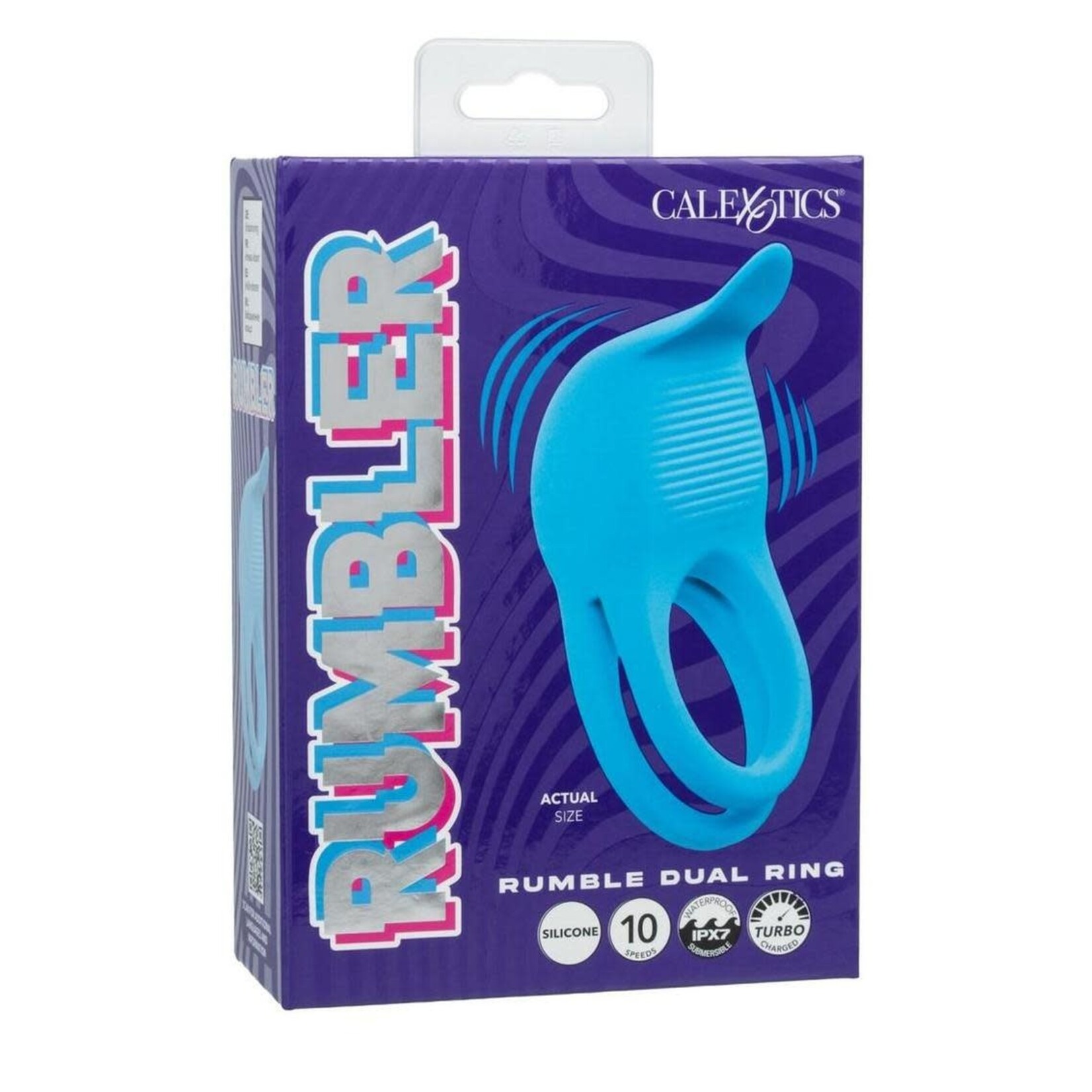 Calexotics Rumbler Rumble Rechargeable Silicone Dual Cock Ring - Blue