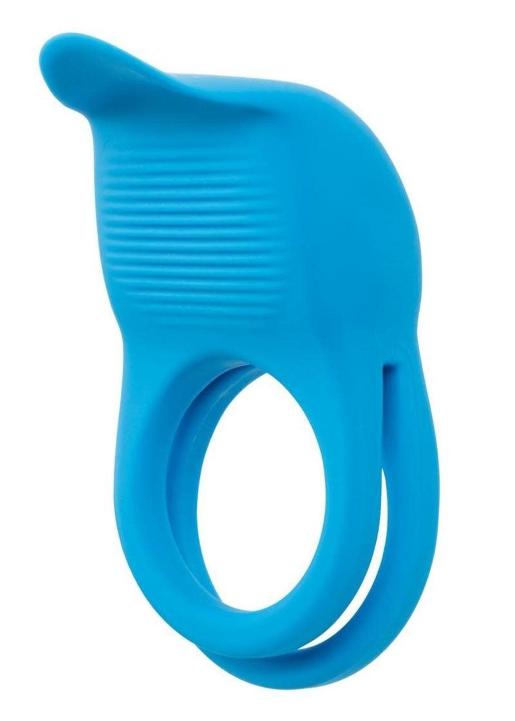 Calexotics Rumbler Rumble Rechargeable Silicone Dual Cock Ring - Blue