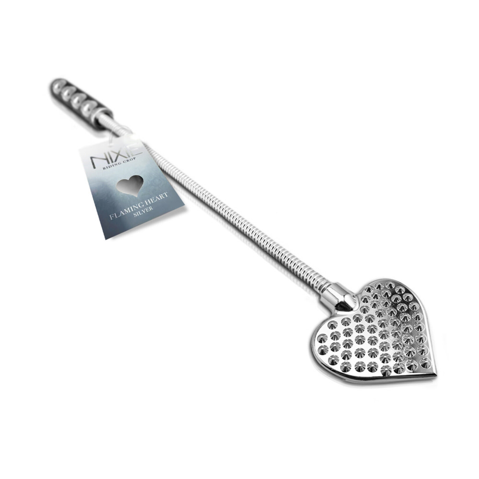 Nixie Nixie Stainless Steel Riding Crop Flaming Heart