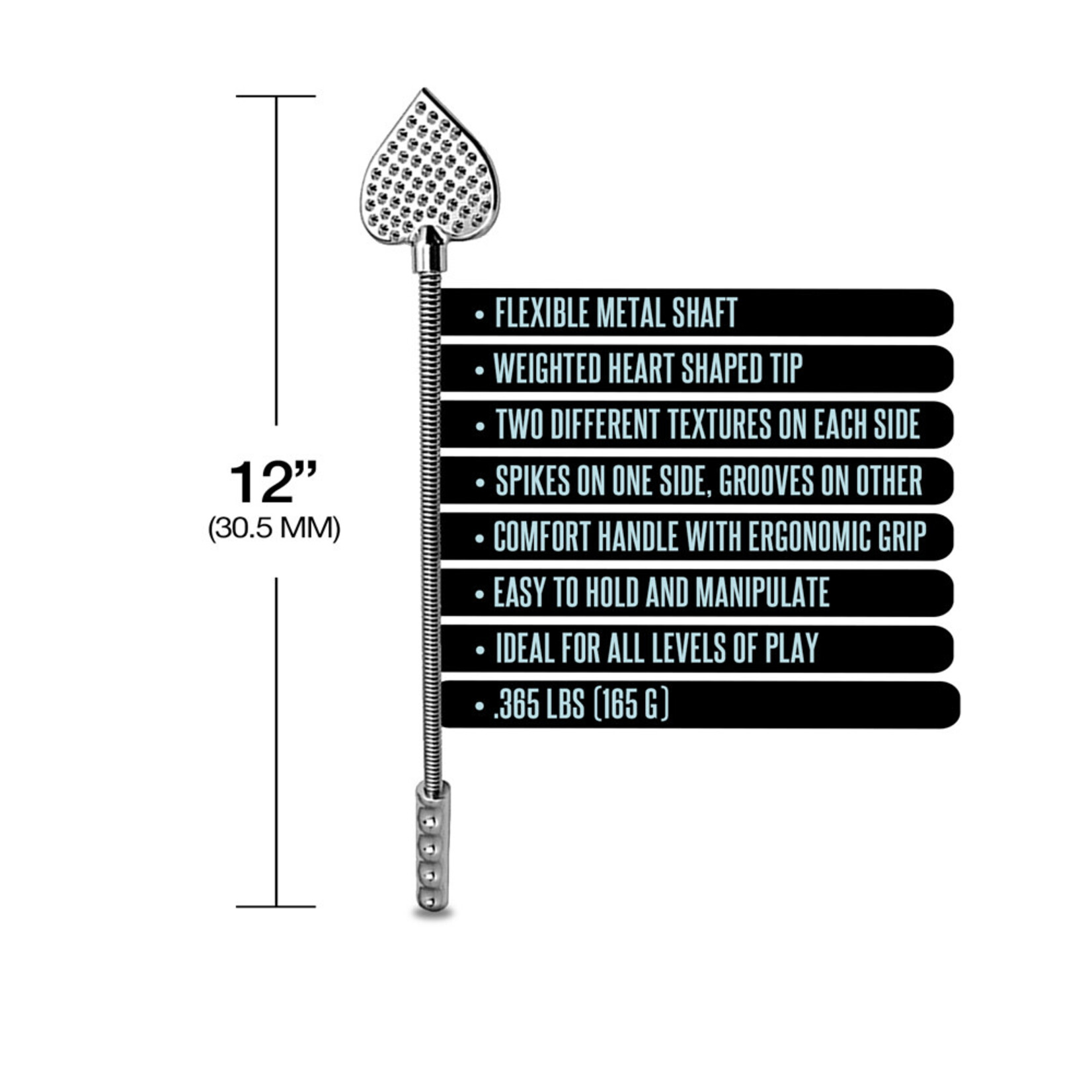 Nixie Nixie Stainless Steel Riding Crop Flaming Heart