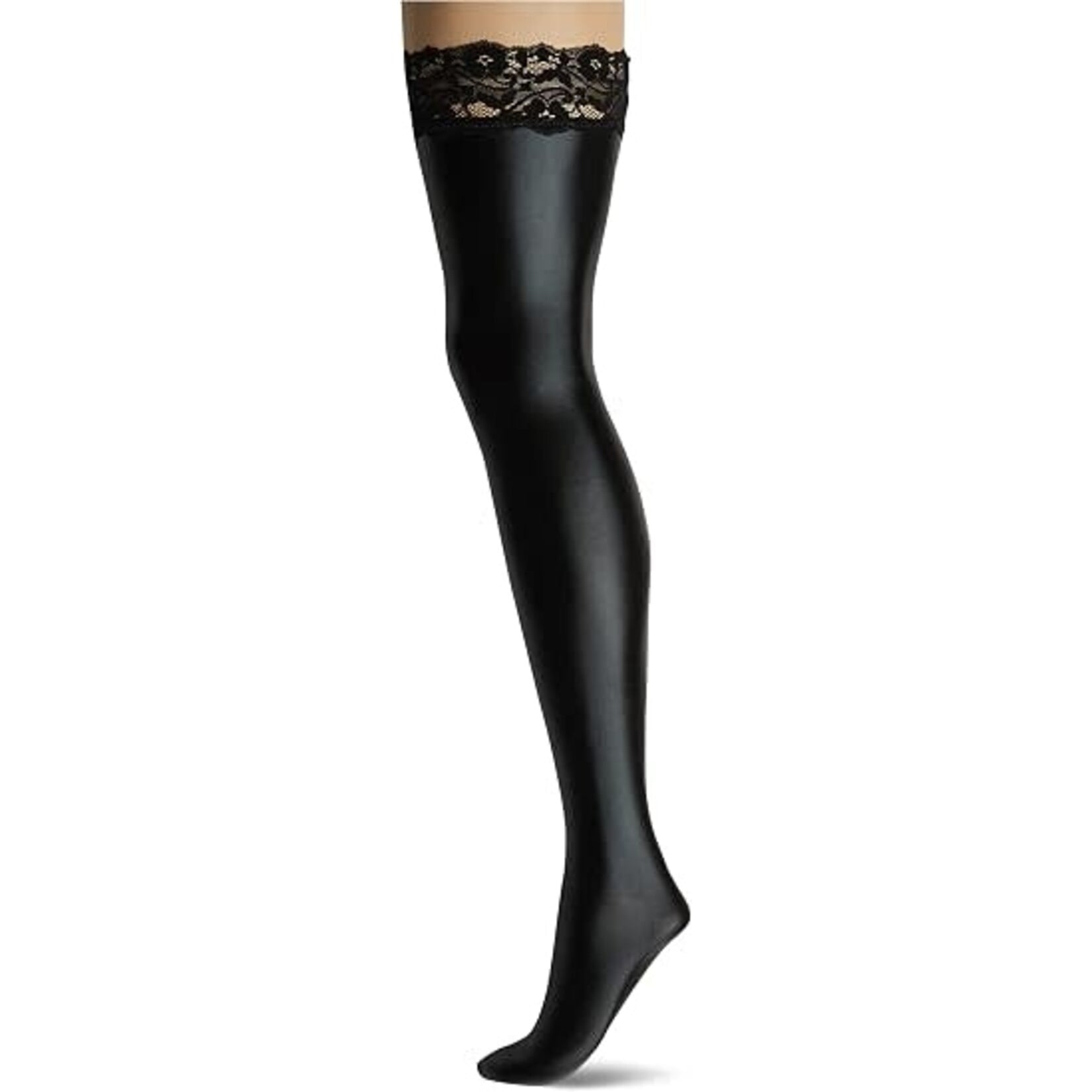 Coquette Lingerie Coquette Wetlook Lace Stay Up Stockings Black One Size