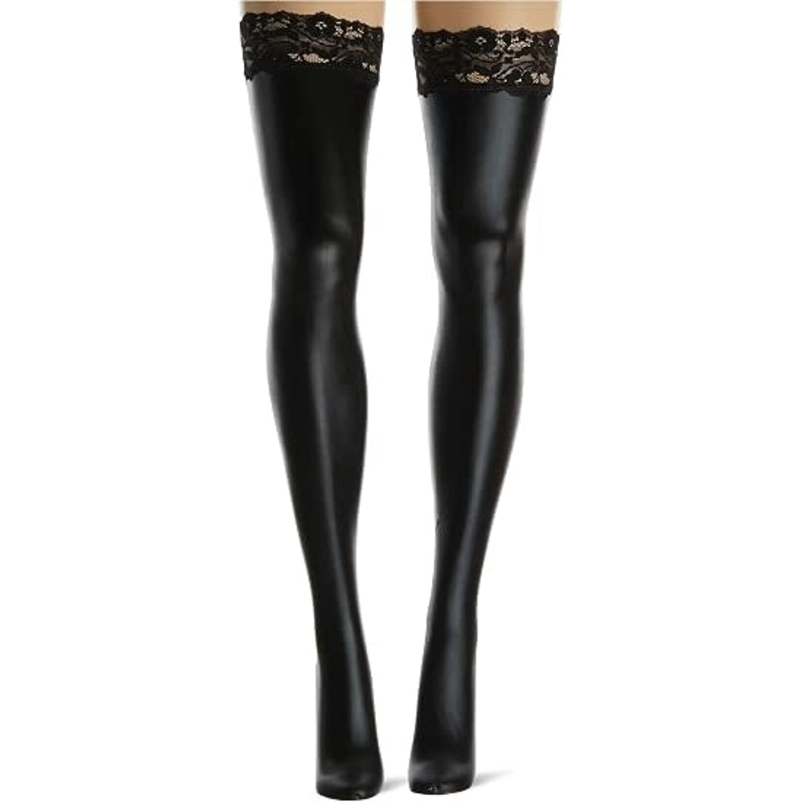 Coquette Lingerie Coquette Wetlook Lace Stay Up Stockings Black One Size