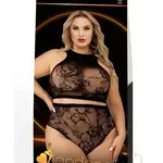 LapDance 2pc Crop Top & High Waisted Hot Pants Set - Curvy Queen Size