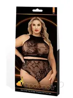LapDance 2pc Crop Top & High Waisted Hot Pants Set - Curvy Queen Size