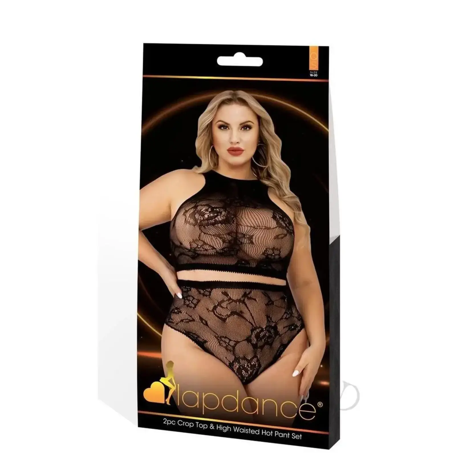 LapDance 2pc Crop Top & High Waisted Hot Pants Set - Curvy Queen Size