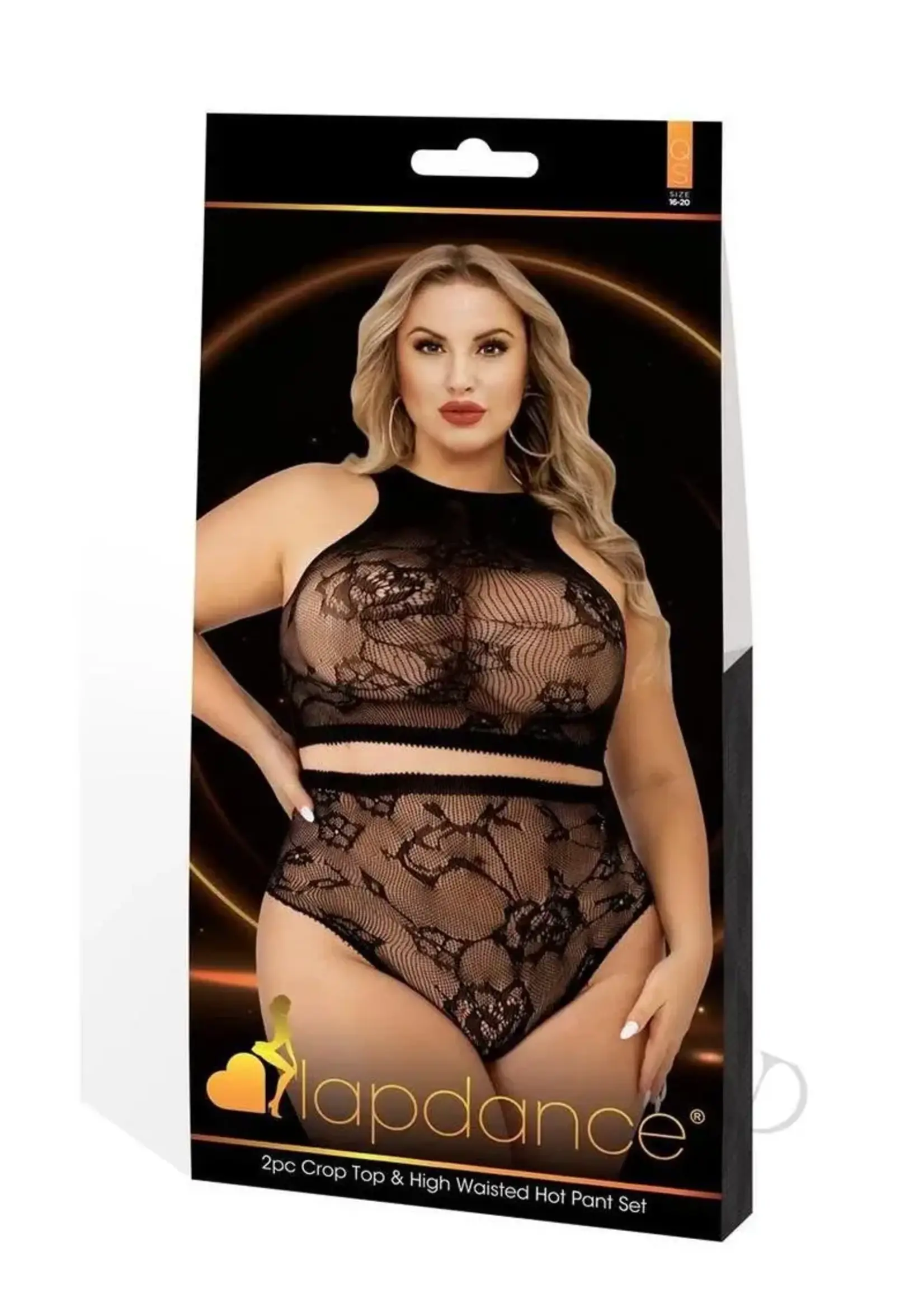 LapDance 2pc Crop Top & High Waisted Hot Pants Set - Curvy Queen Size