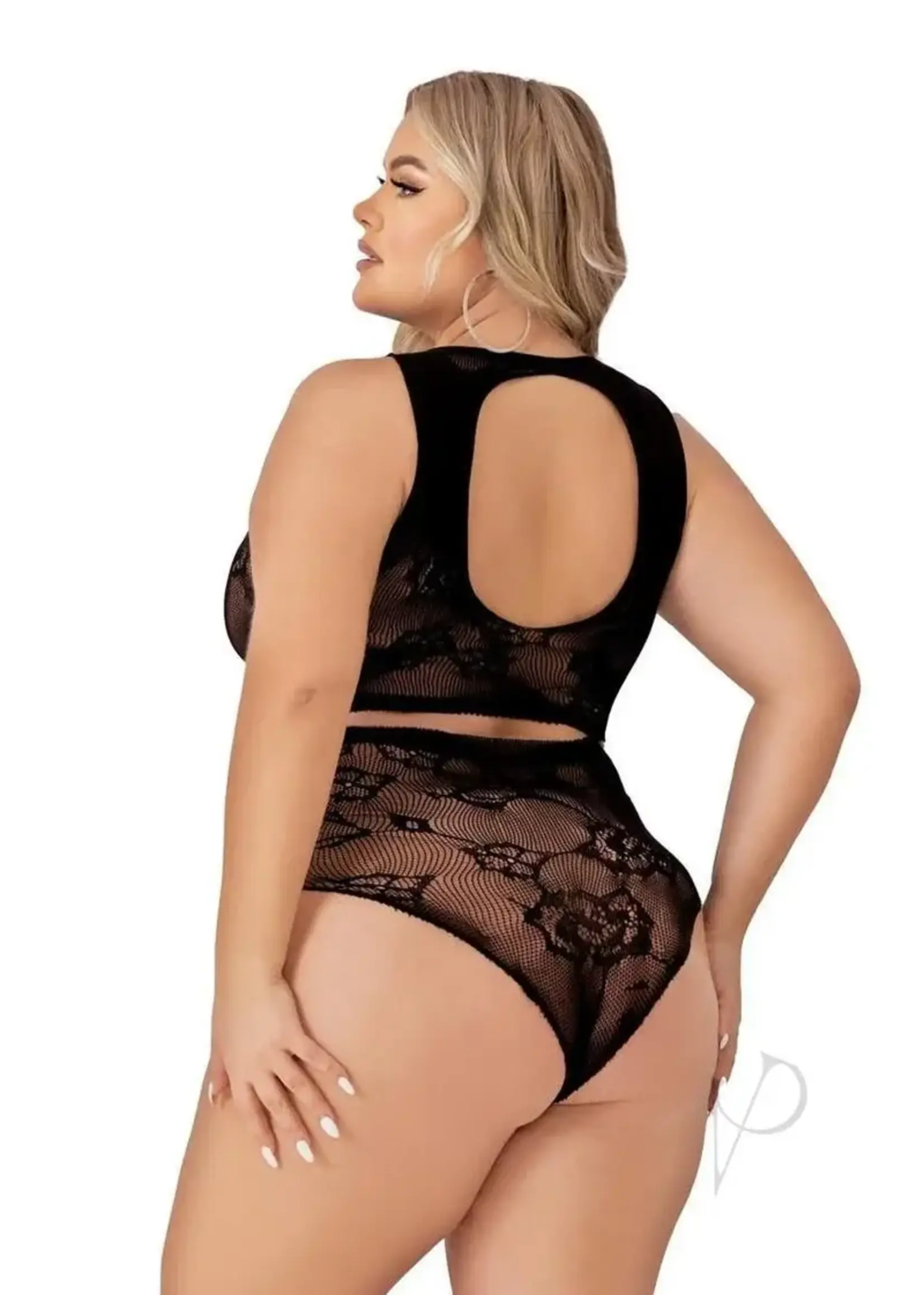 LapDance 2pc Crop Top & High Waisted Hot Pants Set - Curvy Queen Size