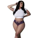 Magic Silk Leather & Lace Cheeky Hipster Plum Queen Size