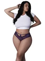 Magic Silk Leather & Lace Cheeky Hipster Plum Queen Size