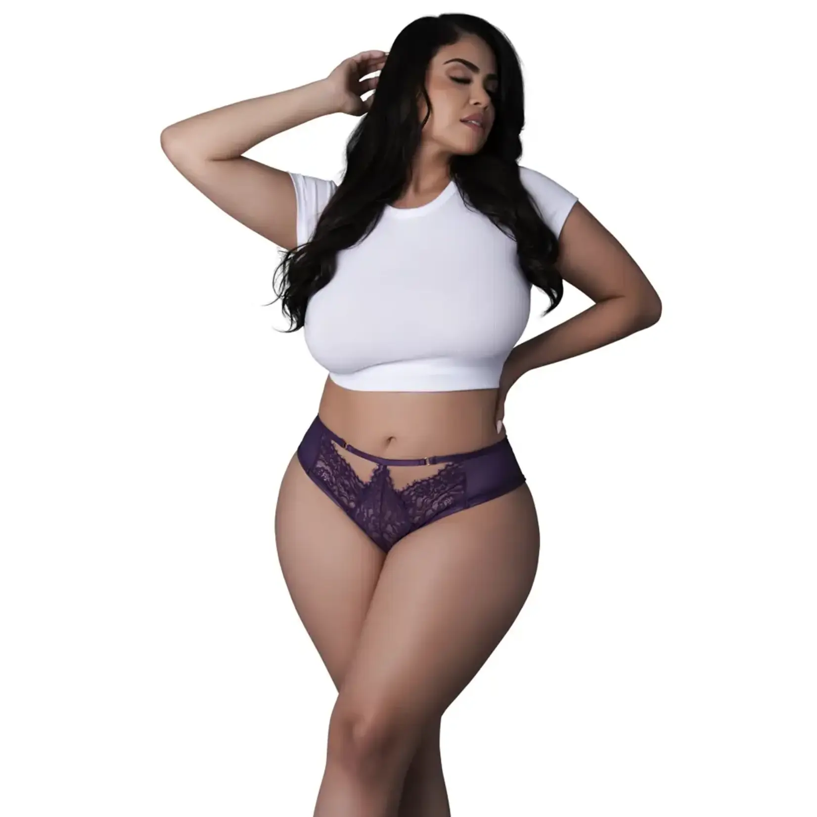 Magic Silk Leather & Lace Cheeky Hipster Plum Queen Size