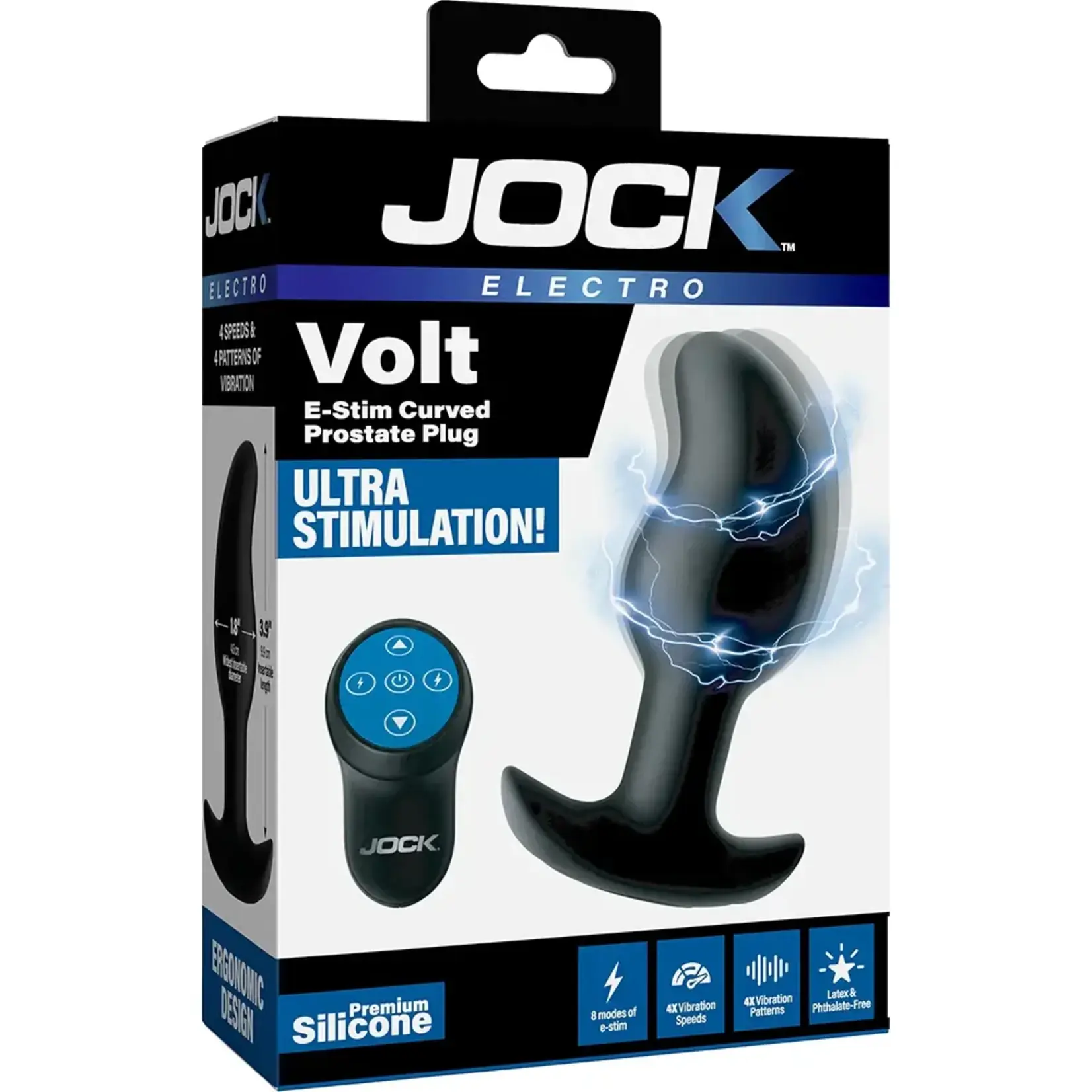 Curve Jock Volt E-Stim Silicone Curved Prostate Plug - Black