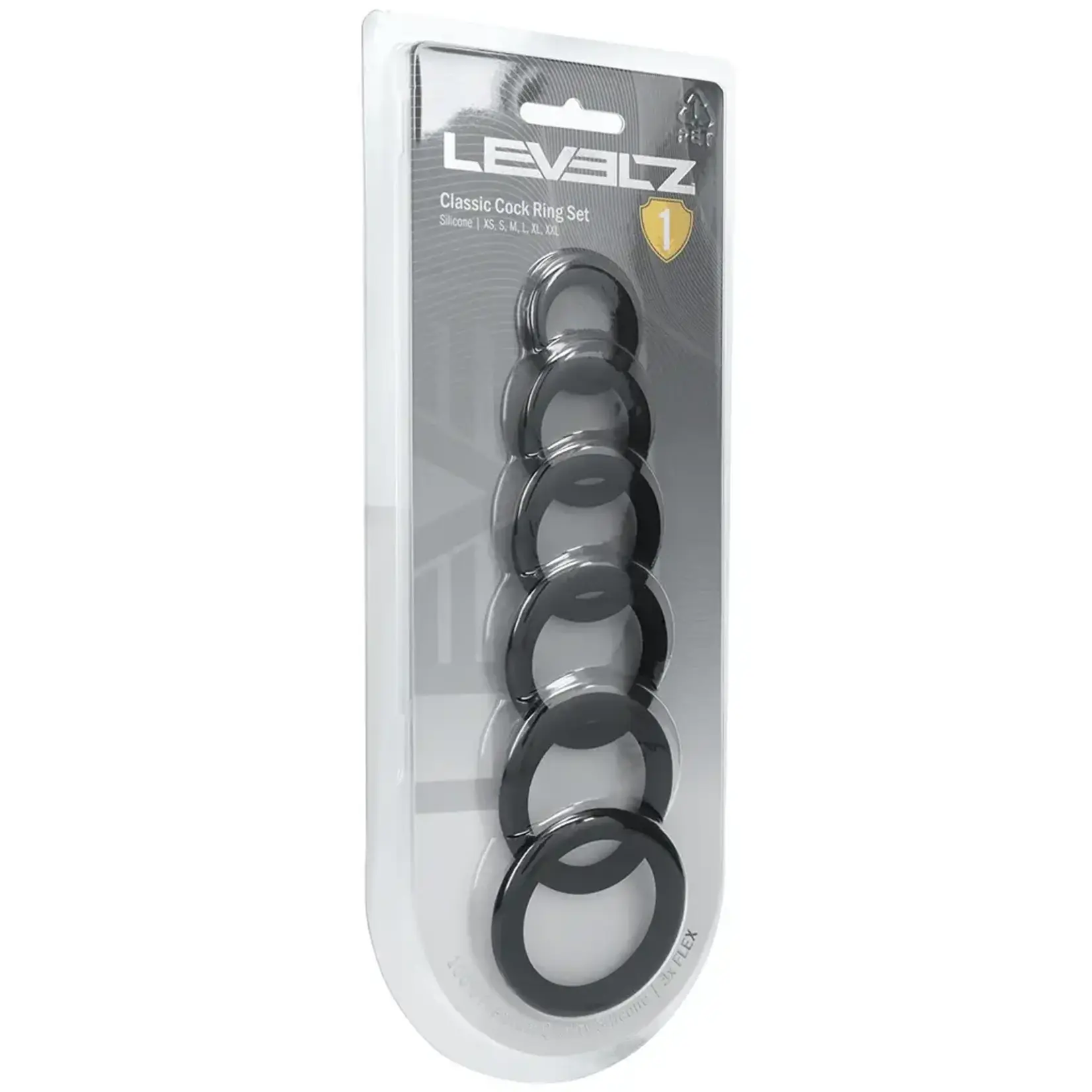 Shots Levelz Levelz Classic Silicone Cock Ring Set Of 6 Black