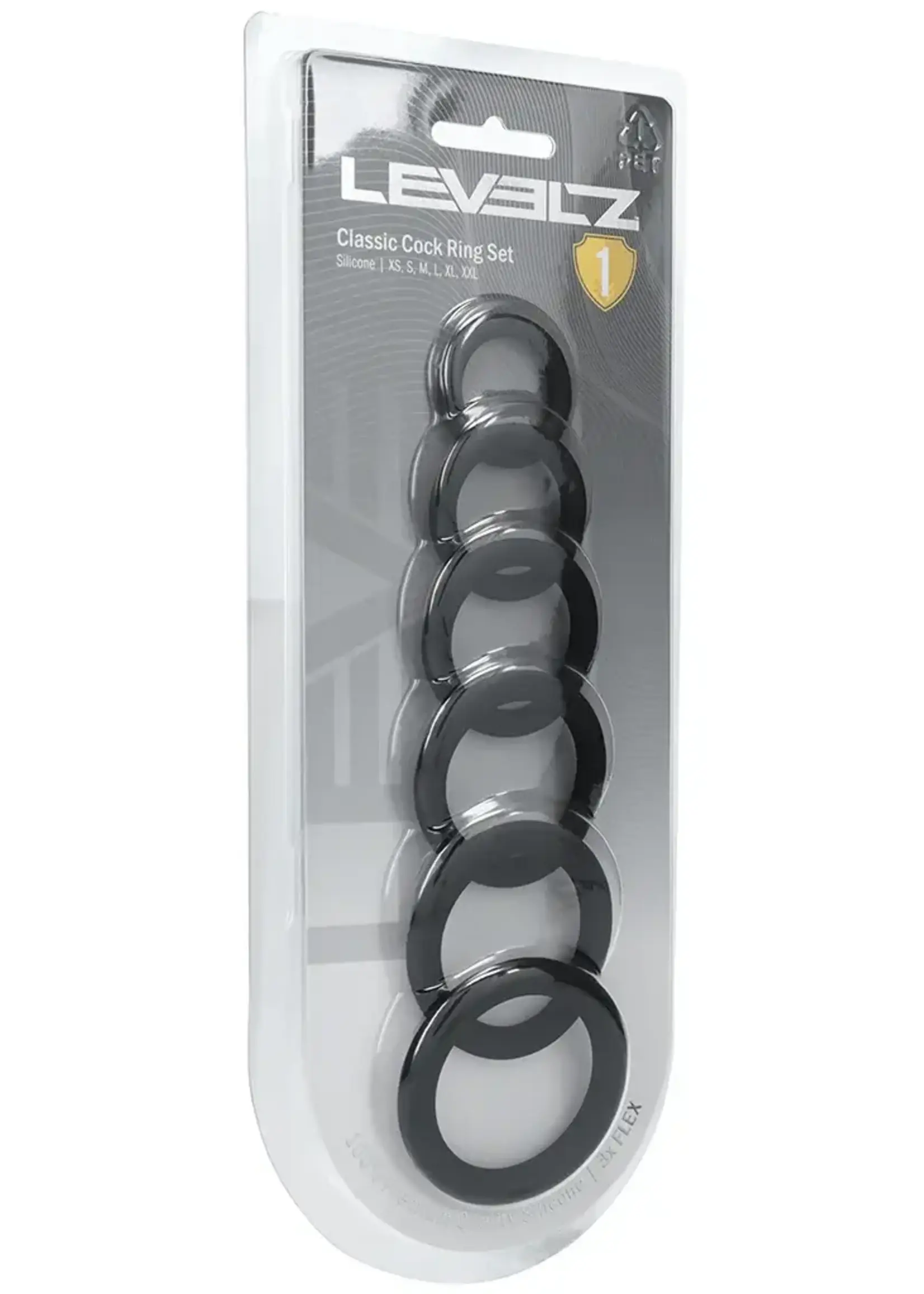 Shots Levelz Levelz Classic Silicone Cock Ring Set Of 6 Black