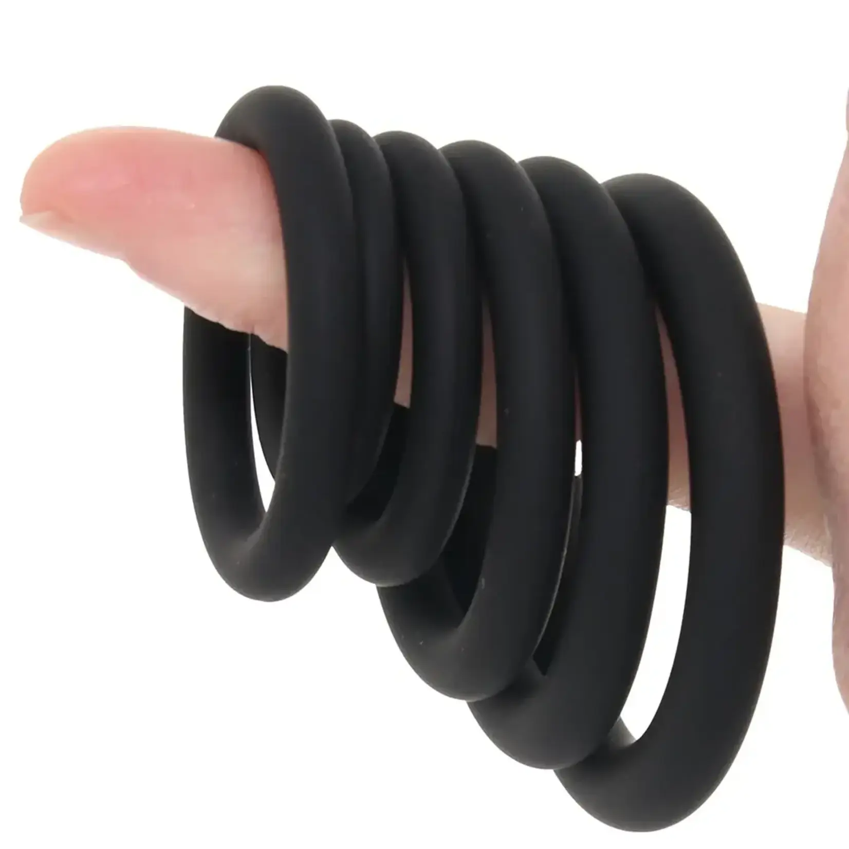 Shots Levelz Levelz Classic Silicone Cock Ring Set Of 6 Black