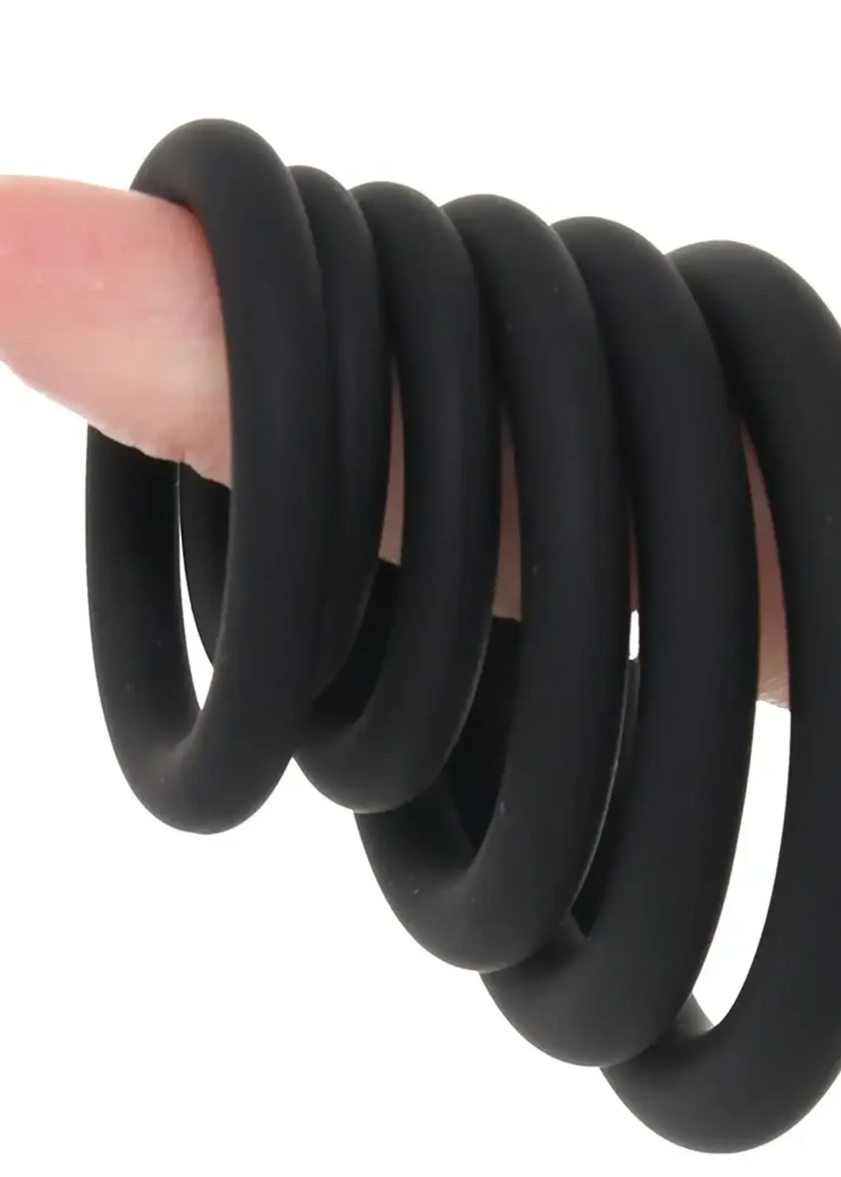 Shots Levelz Levelz Classic Silicone Cock Ring Set Of 6 Black