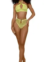 Dreamgirl Situation Net 2-Piece Set - Os - Neon Yellow