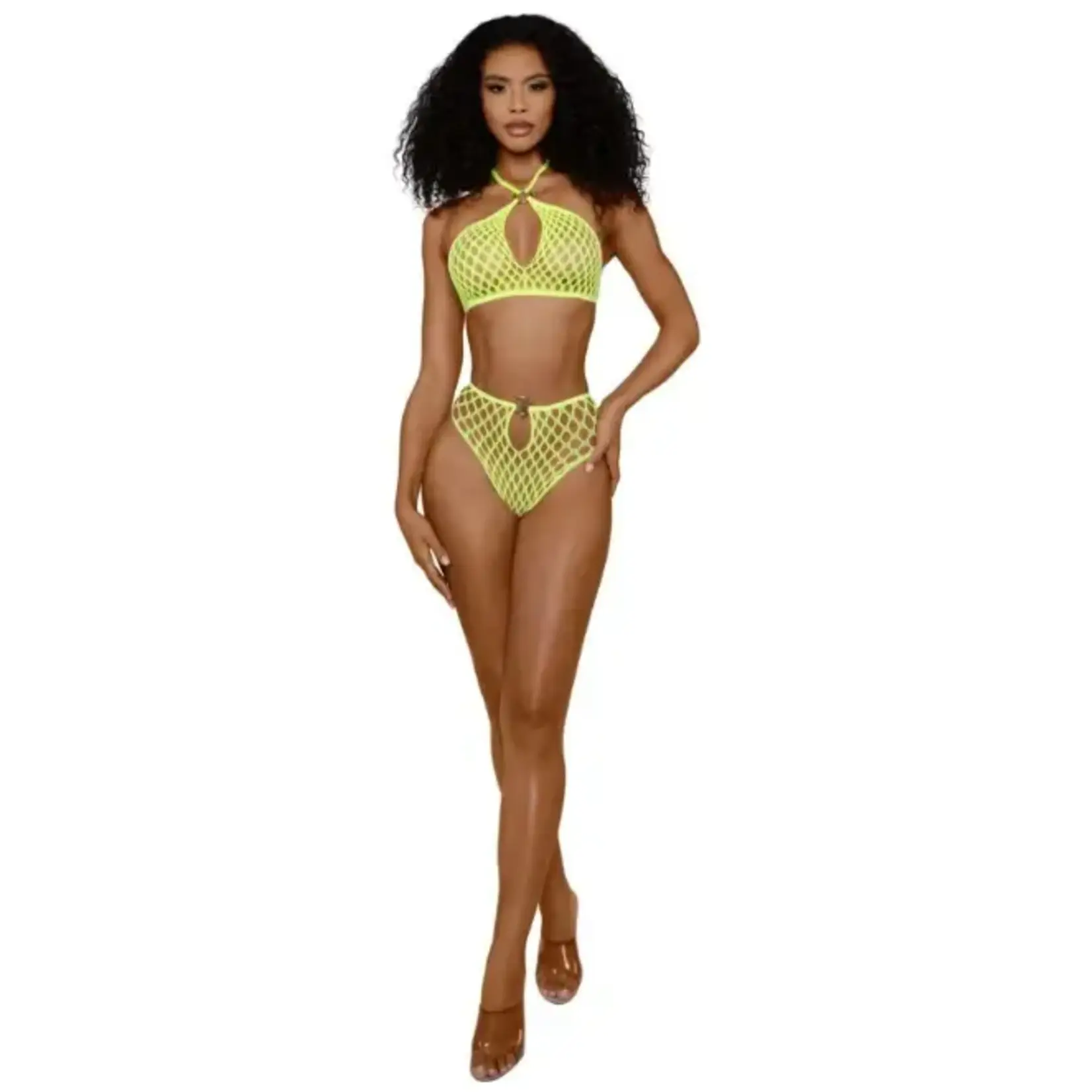 Dreamgirl Situation Net 2-Piece Set - Os - Neon Yellow