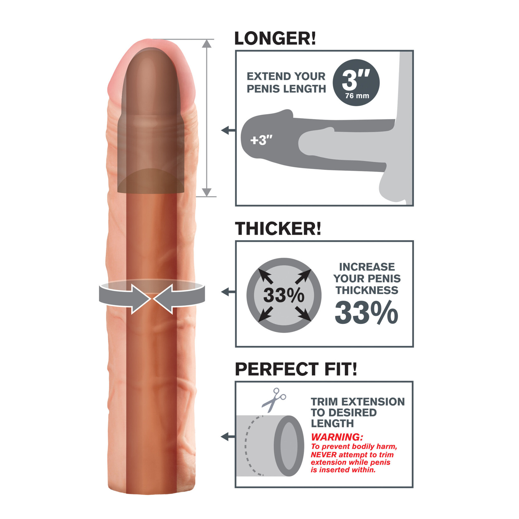 Pipedream Fantasy X-Tension Perfect 3-Inch Extension
