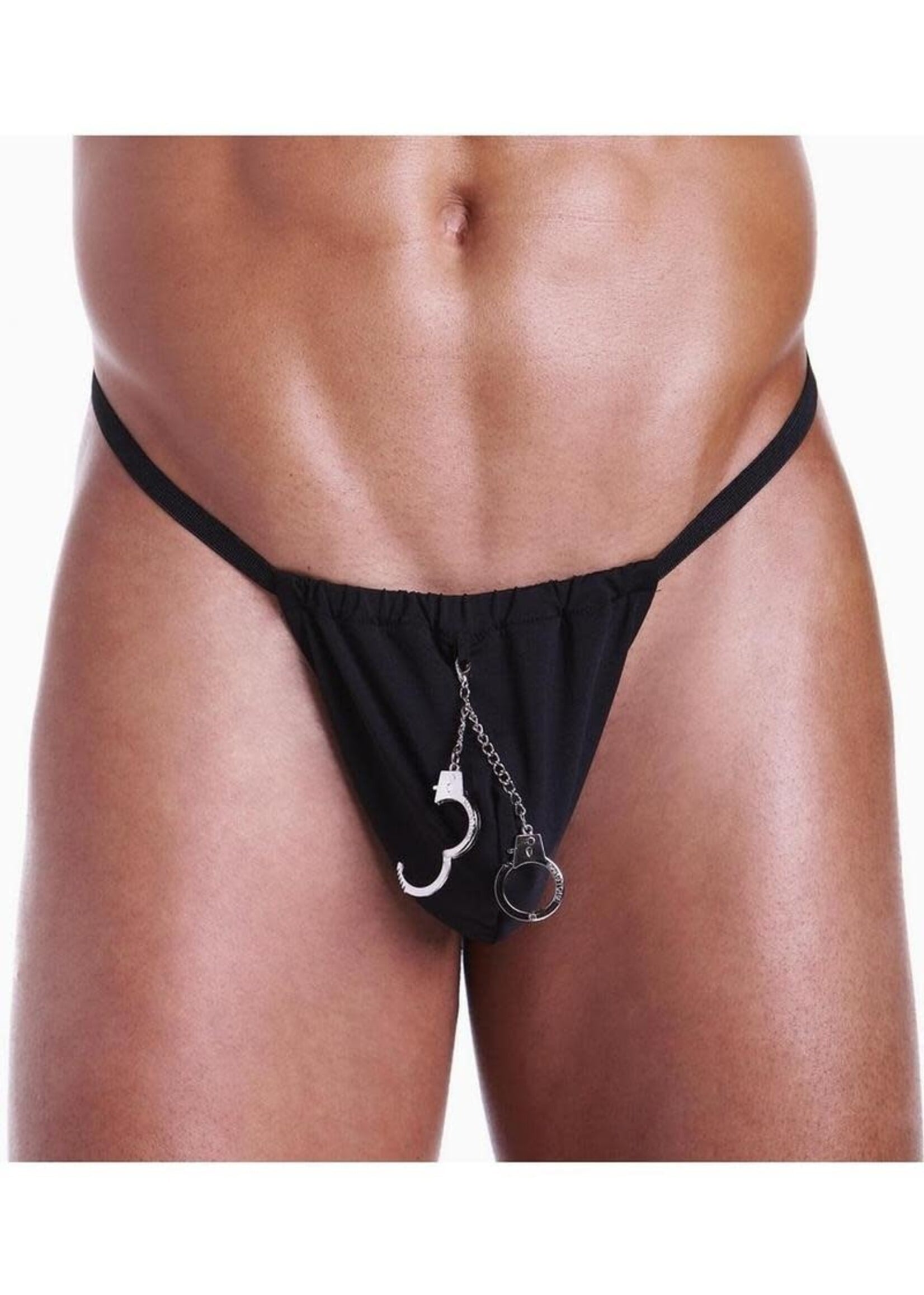 Boyztown Collective Fundies Handcuff G-String With Toy Handcuffs - O/S - Black