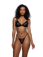 Roma Costumes Playboy Burnout Bunny Set (2 Piece) - OS - Black