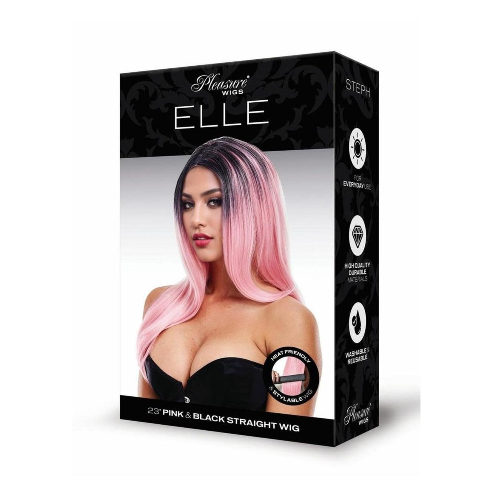 Pleasure Wigs Elle Wig - Pink with Black